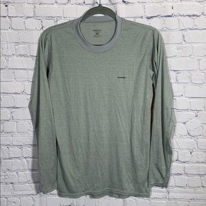 Patagonia Mens Capilene Long Sleeve Crew Neck Top Green Size M Layer Outdoor